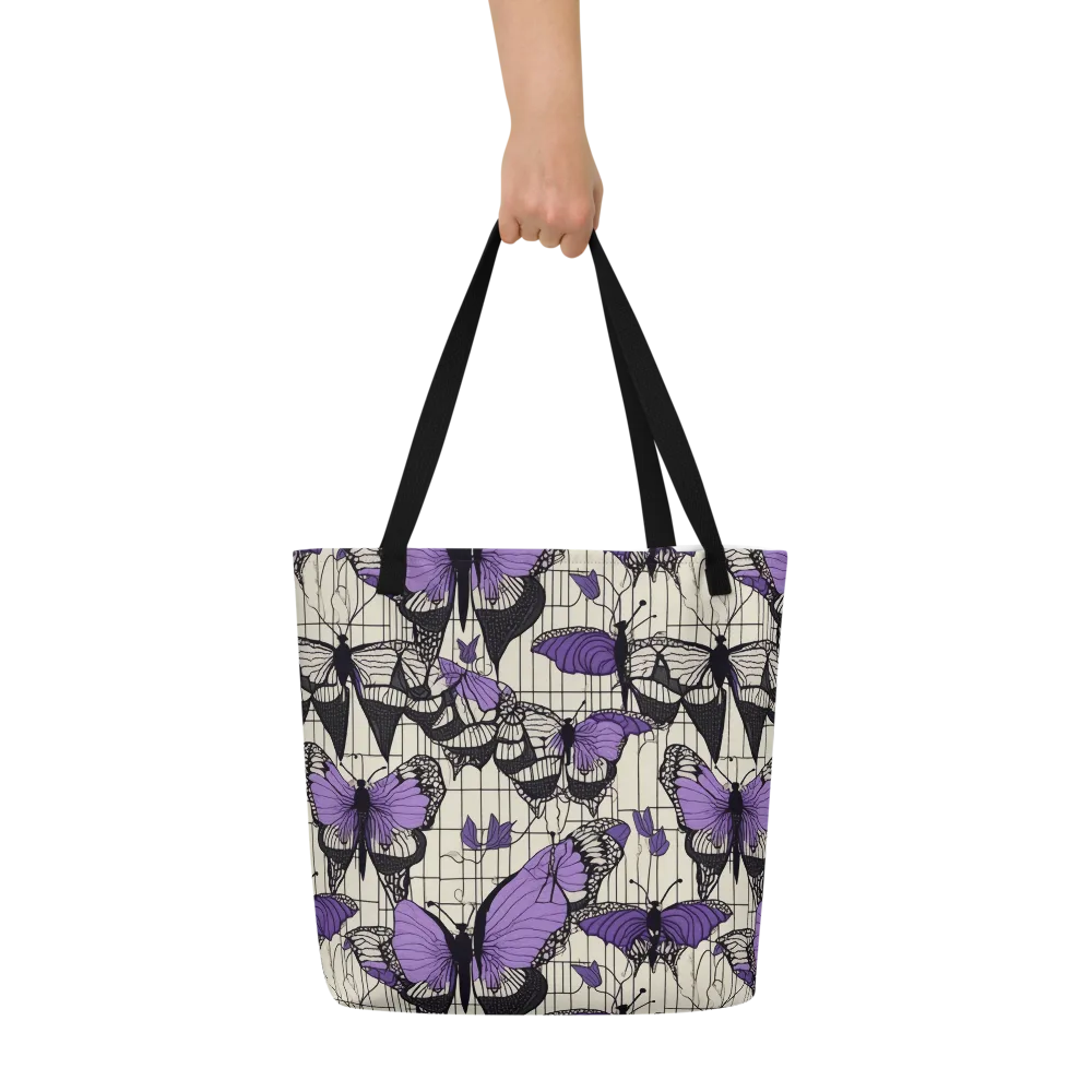 Violet Glasswing on Large Tote Bag W/ Pocket — Front