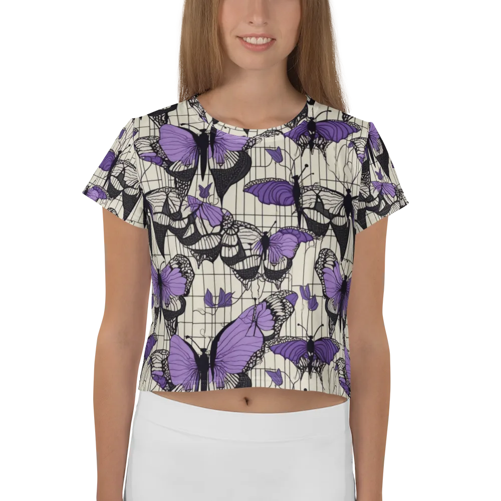 Violet Glasswing on Crop Tee — Front
