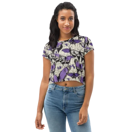 Violet Glasswing on a Crop Tee