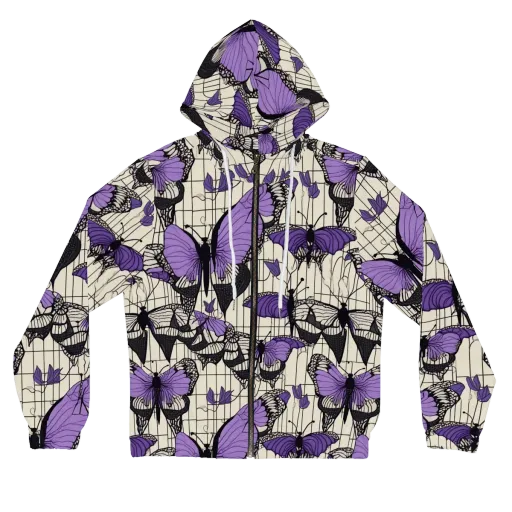 Violet Glasswing on a Women's Full-Zip Hoodie
