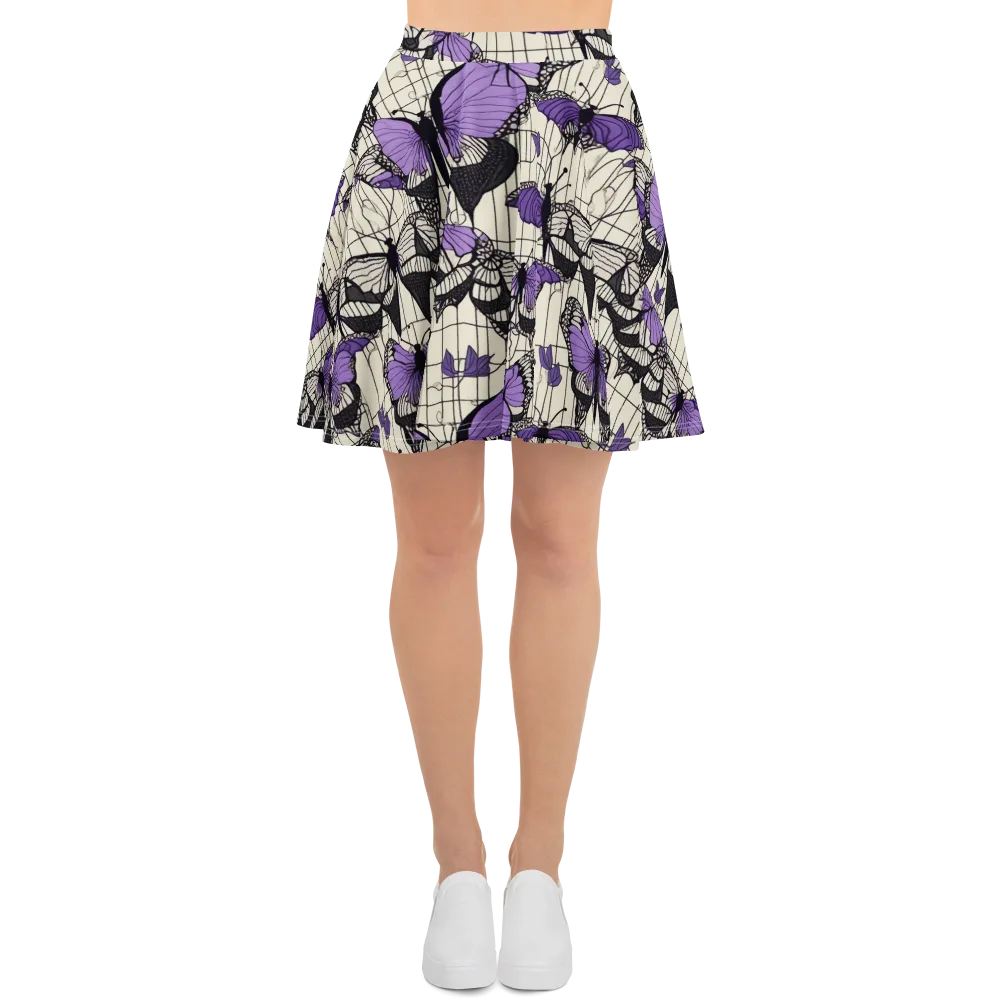 Violet Glasswing on Skater Skirt — Front