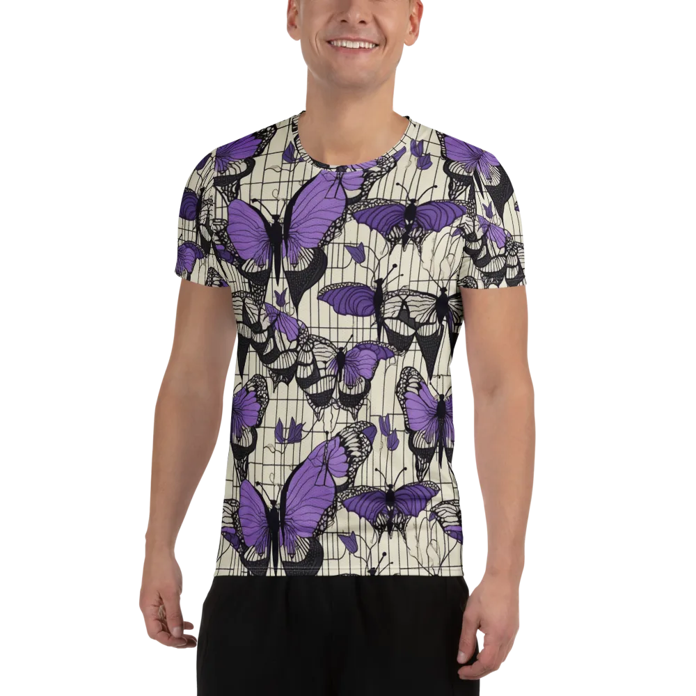 Violet Glasswing on Men's Athletic T-Shirt — Front