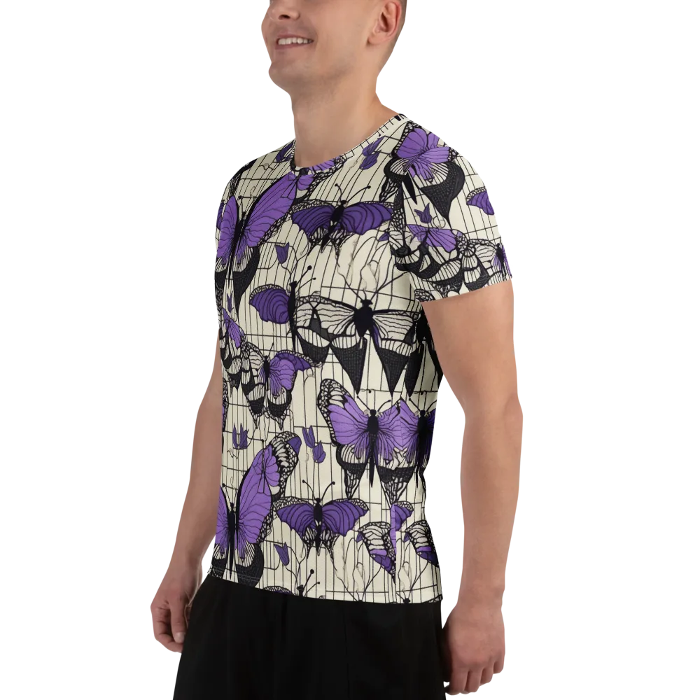 Violet Glasswing on Men's Athletic T-Shirt — Left