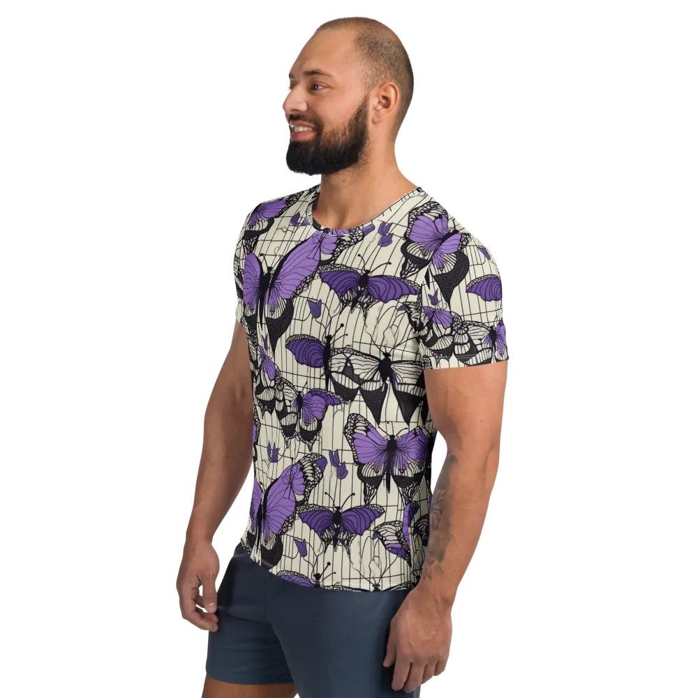 Violet Glasswing on Men's Athletic T-Shirt — Left