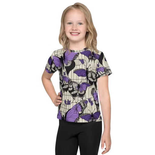 Violet Glasswing on a Kids Crew Neck T-Shirt
