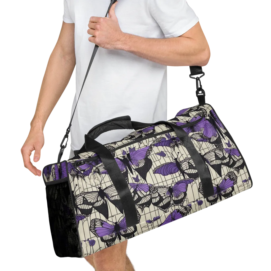 Violet Glasswing on Duffle Bag — Right Front