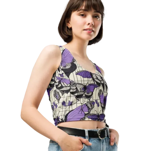 Violet Glasswing on a Crop Top