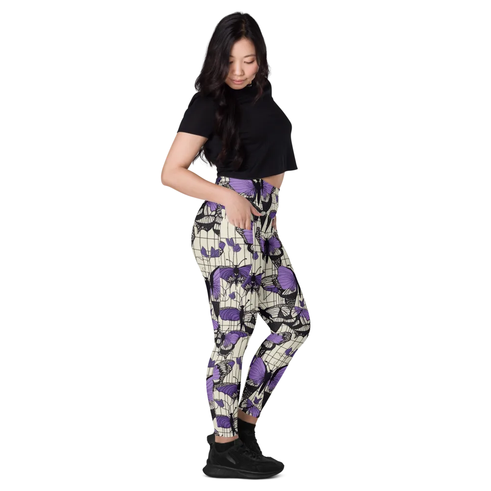 Violet Glasswing on Leggings with Pockets — Right