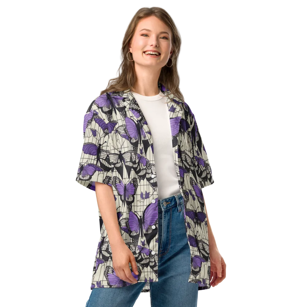 Violet Glasswing on Button Shirt — Front