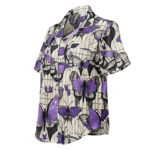Violet Glasswing on a Women's Short Sleeve Pajama Top