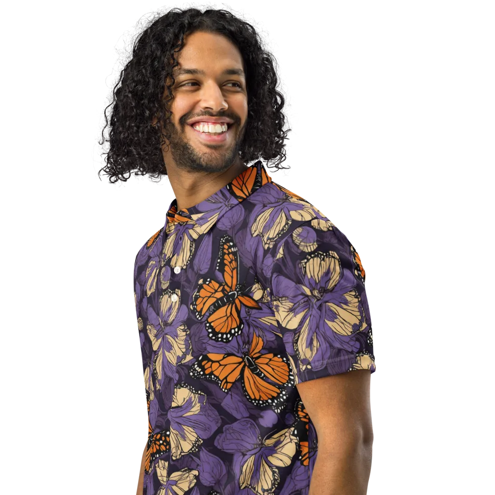 Midnight Monarchs on Men's Slim Fit Polo Shirt — Left Front
