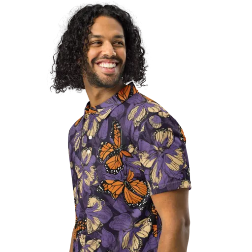 Midnight Monarchs on a Men's Slim Fit Polo Shirt