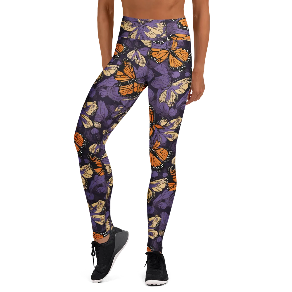 Midnight Monarchs on Yoga Leggings — Front