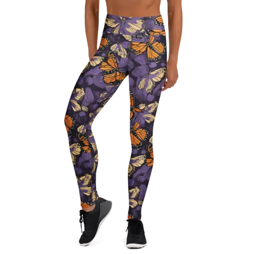 Midnight Monarchs on a Yoga Leggings