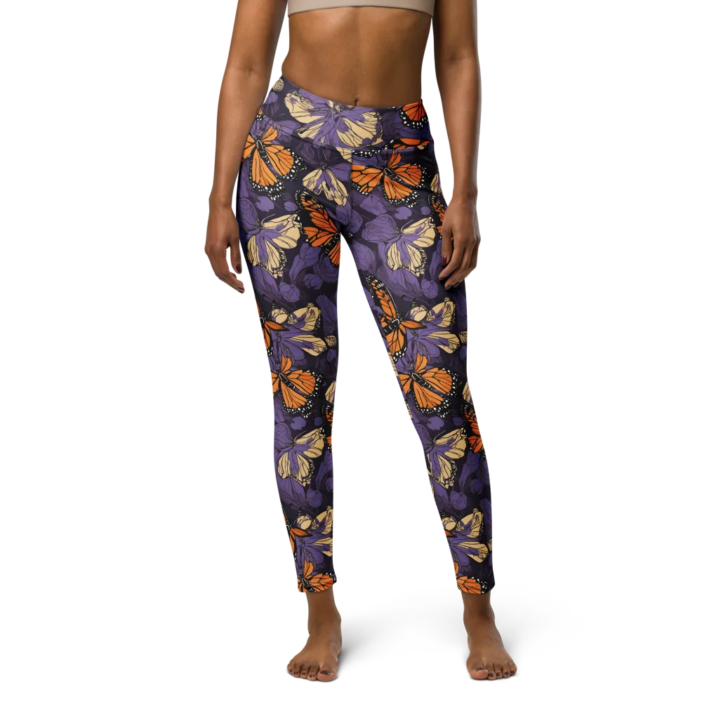Midnight Monarchs on Yoga Leggings — Front