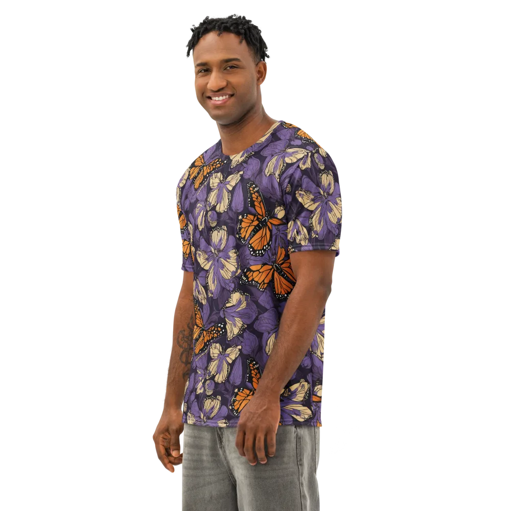 Midnight Monarchs on Men's Cotton Crew Neck T-Shirt — Left Front