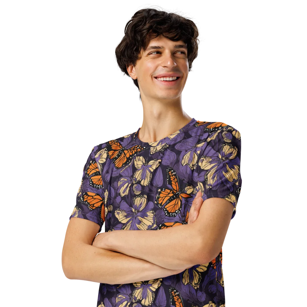 Midnight Monarchs on Men's Crew Neck T-Shirt — Left Front
