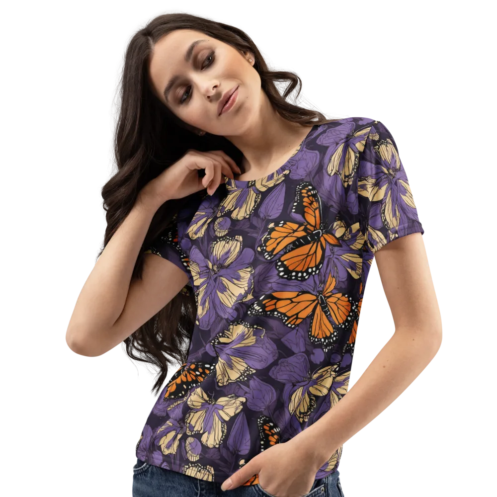 Midnight Monarchs on Women's Crew Neck T-Shirt — Left Front