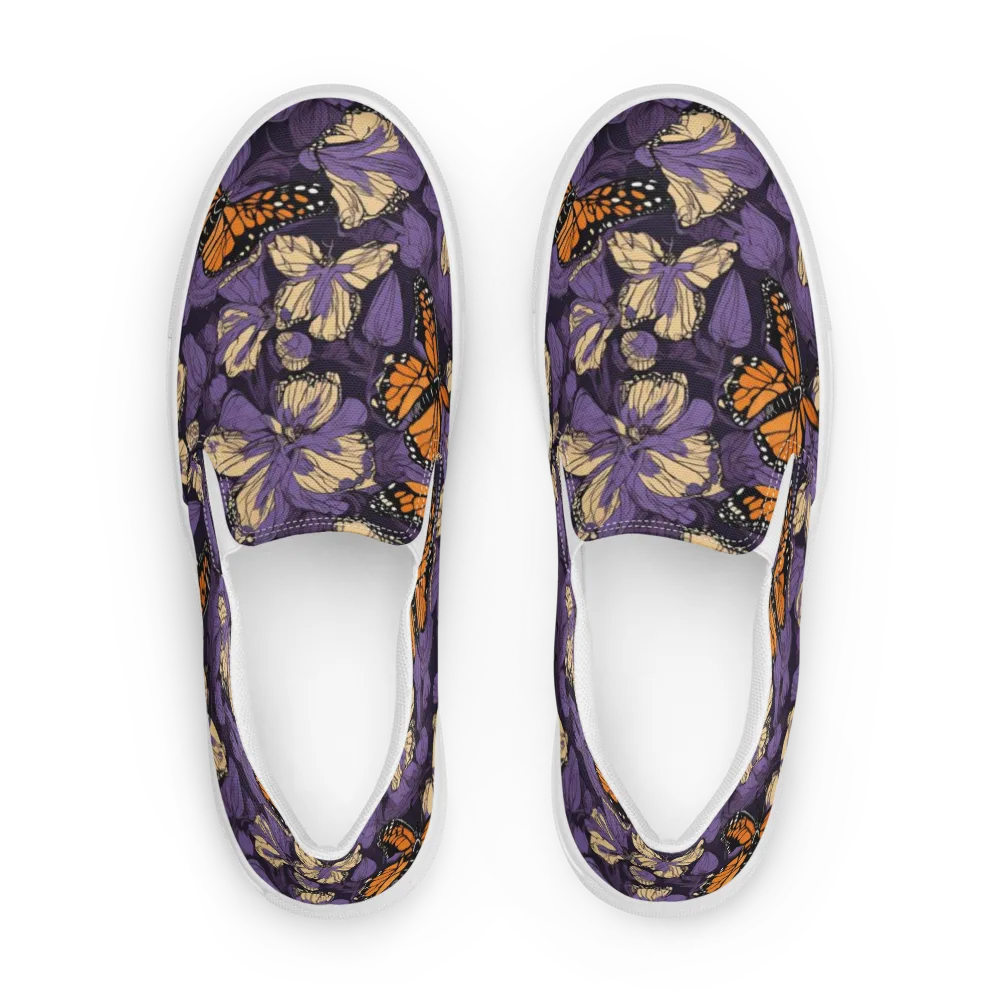 Midnight Monarchs on Men's Slip-On Canvas Shoes — Front