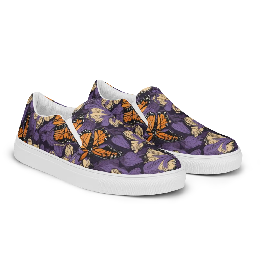 Midnight Monarchs on Men's Slip-On Canvas Shoes — Right Front