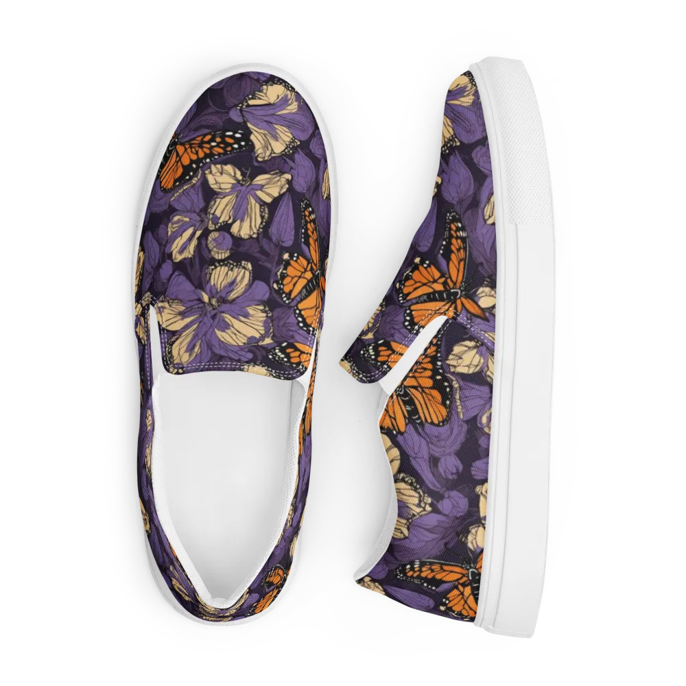 Midnight Monarchs on Men's Slip-On Canvas Shoes — Front