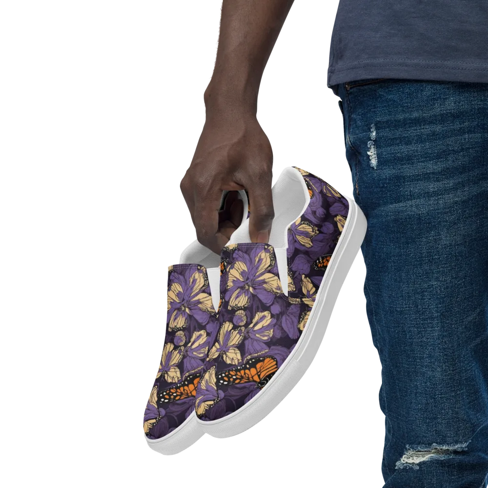 Midnight Monarchs on Men's Slip-On Canvas Shoes — Left Front