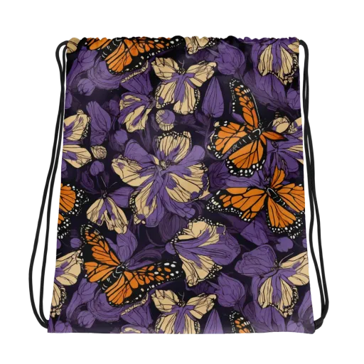 Midnight Monarchs on a Drawstring Bag