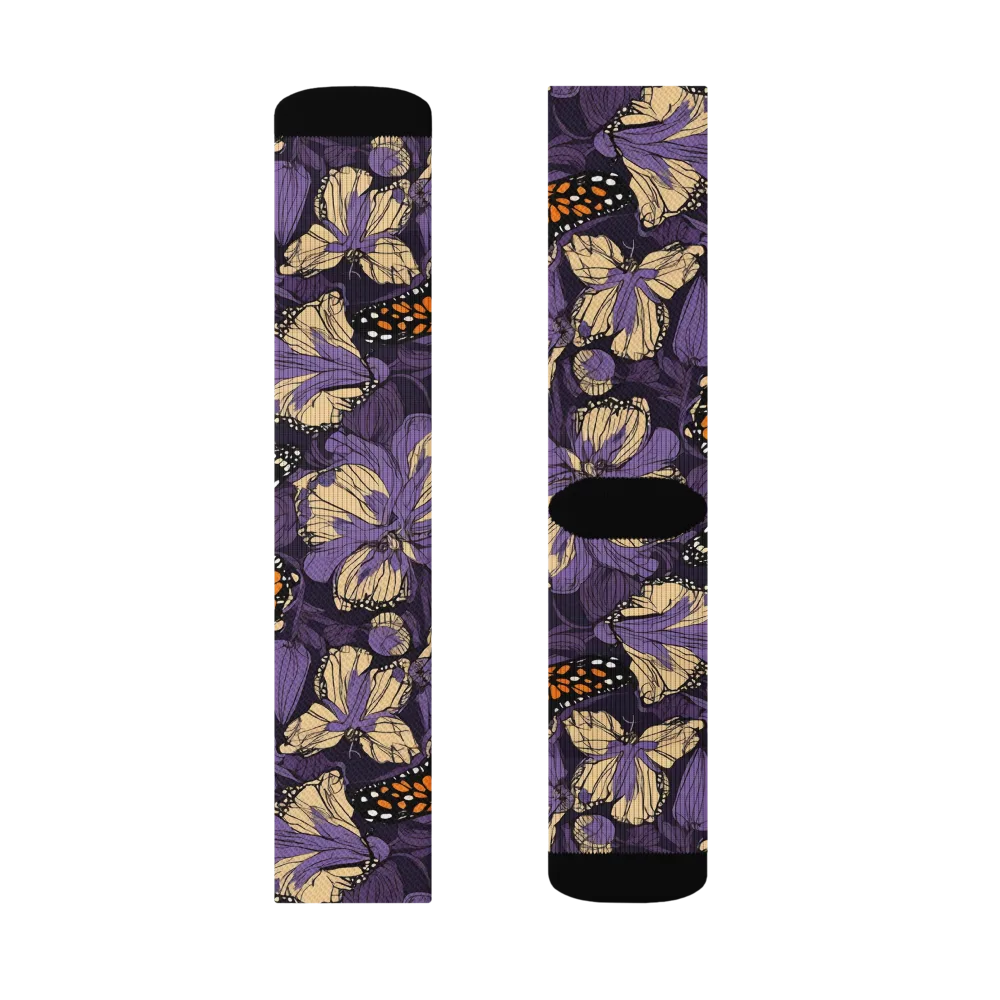 Midnight Monarchs on Socks — Right Sock