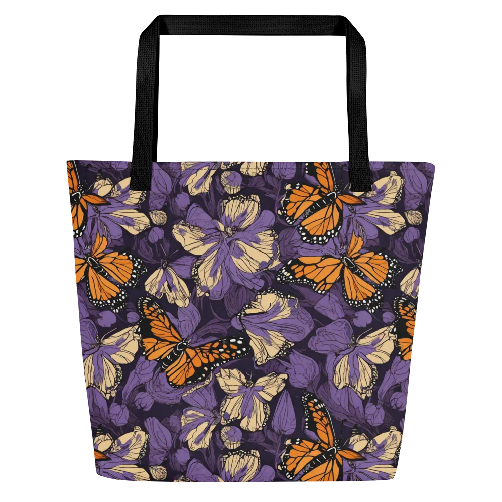 Midnight Monarchs on Large Tote Bag W/ Pocket — Front