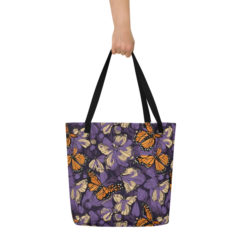 Midnight Monarchs on Large Tote Bag W/ Pocket — Front
