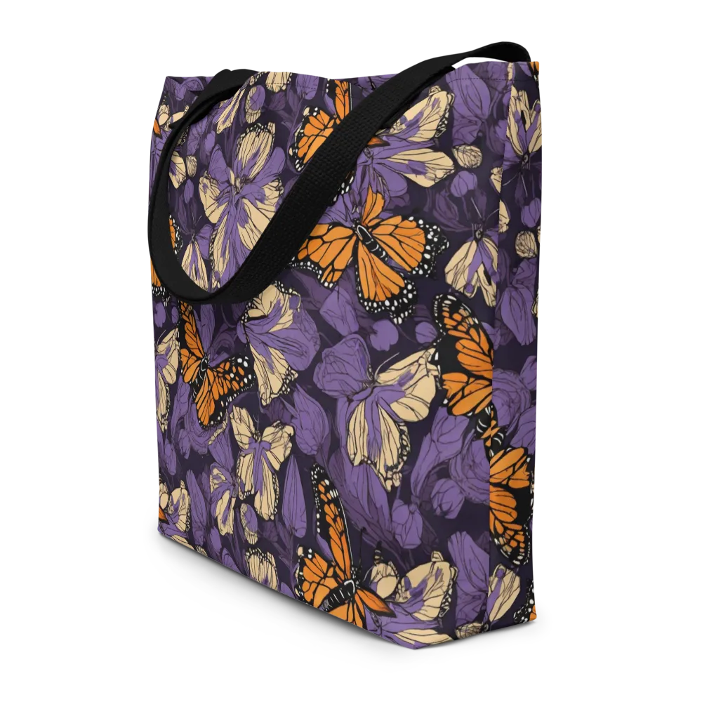 Midnight Monarchs on Large Tote Bag W/ Pocket — Front