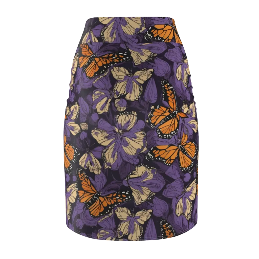 Midnight Monarchs on Pencil Skirt — Back