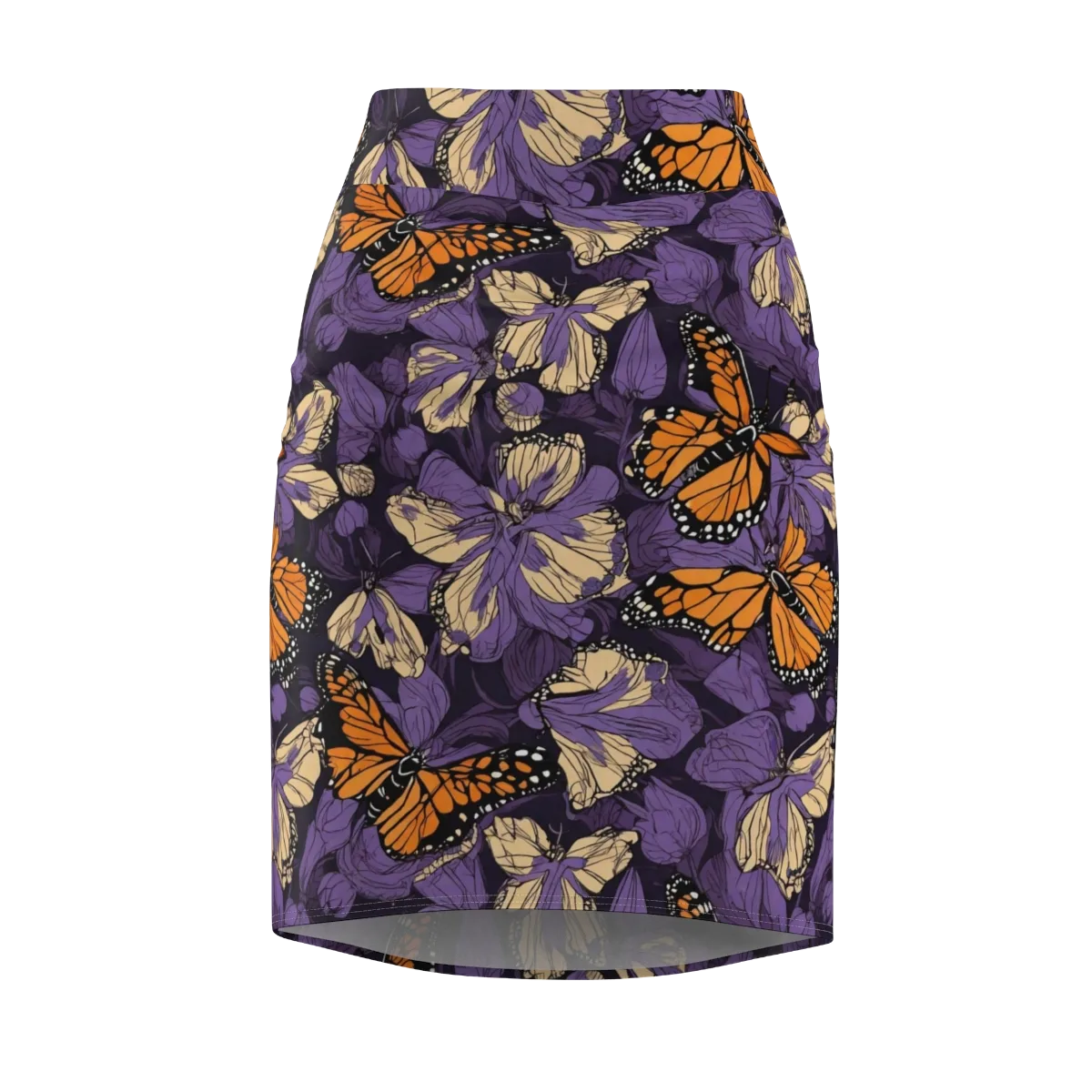 Midnight Monarchs on Pencil Skirt — Front
