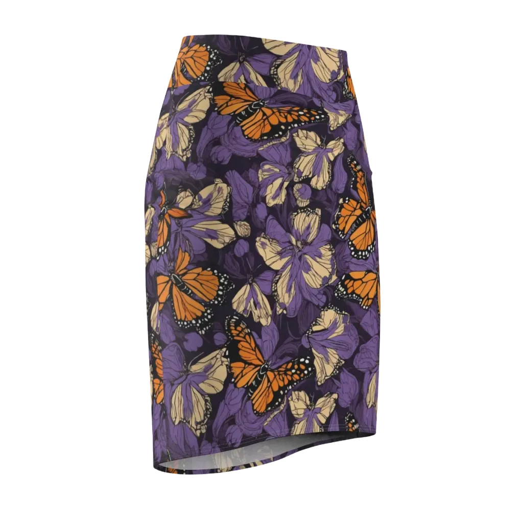 Midnight Monarchs on Pencil Skirt — Front Side