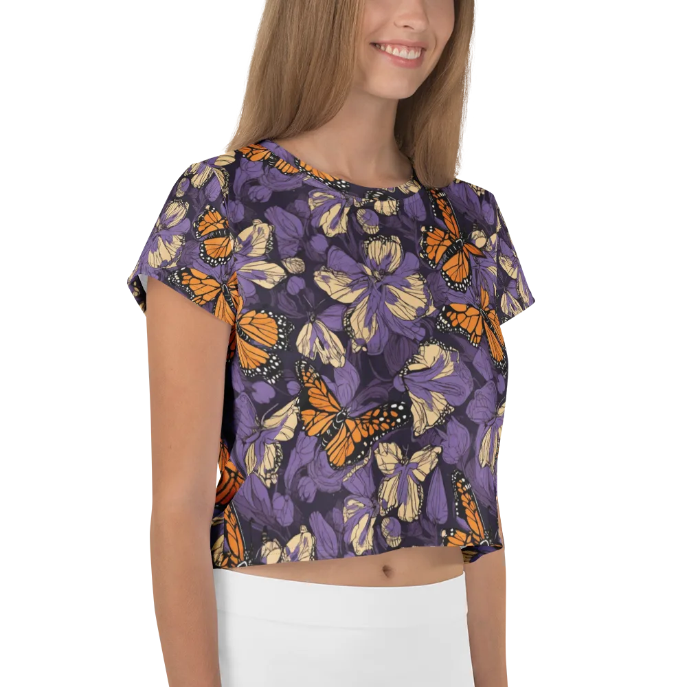 Midnight Monarchs on Crop Tee — Right