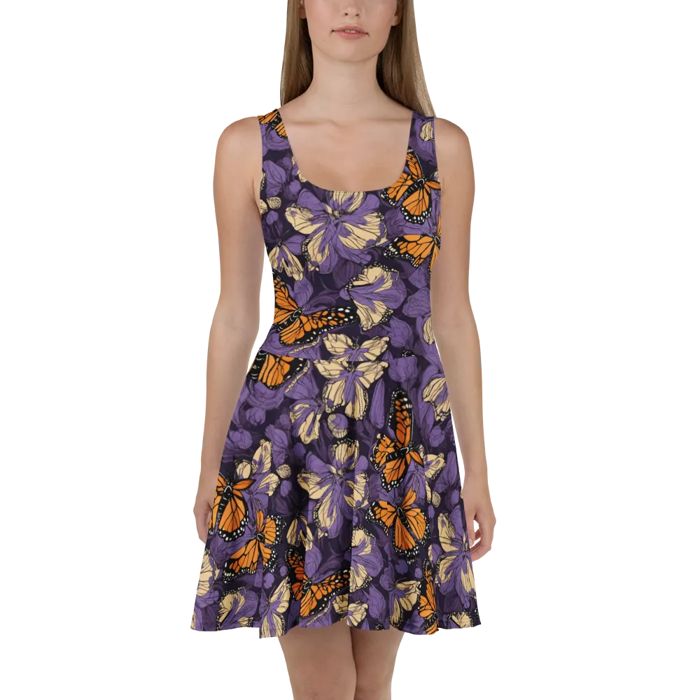 Midnight Monarchs on Skater Dress — Front