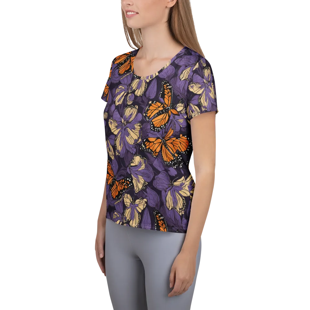 Midnight Monarchs on Women's Athletic T-Shirt — Left