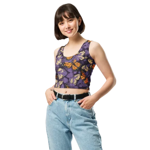 Midnight Monarchs on a Crop Top