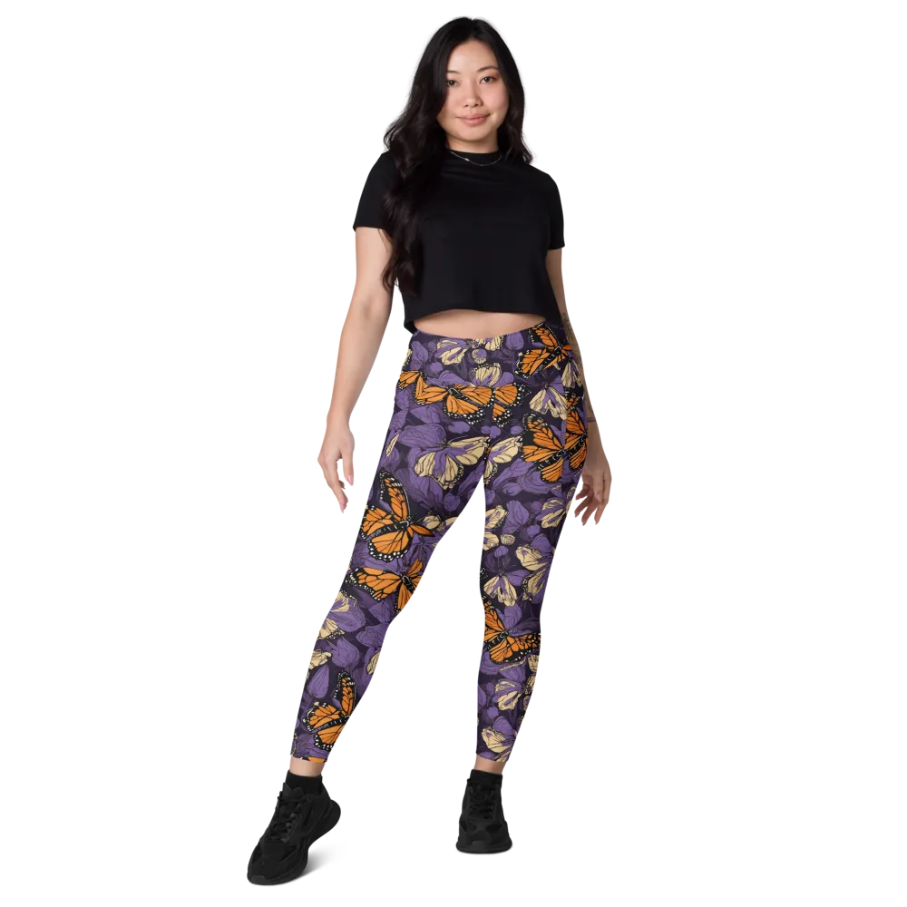 Midnight Monarchs on Leggings with Pockets — Front