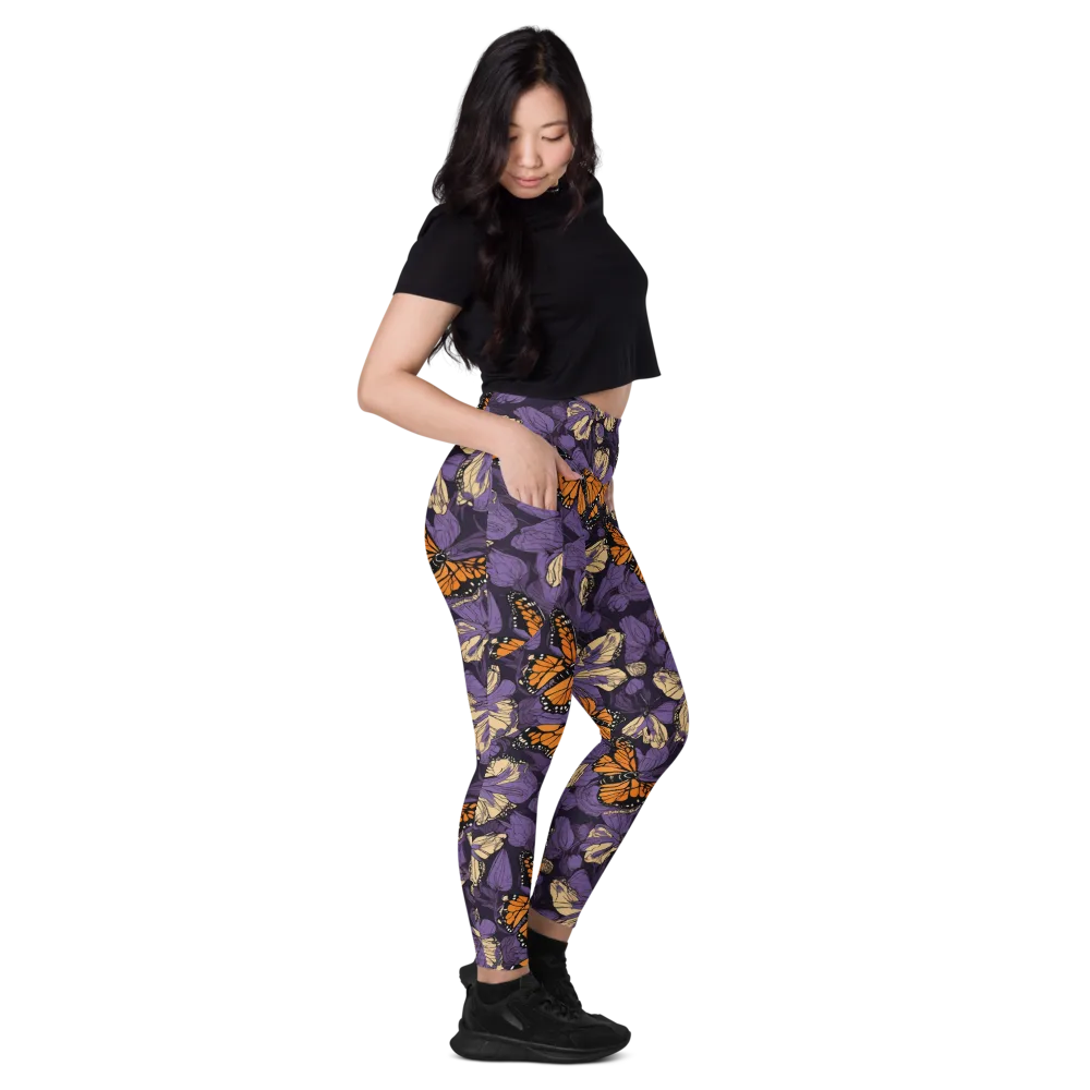 Midnight Monarchs on Leggings with Pockets — Right