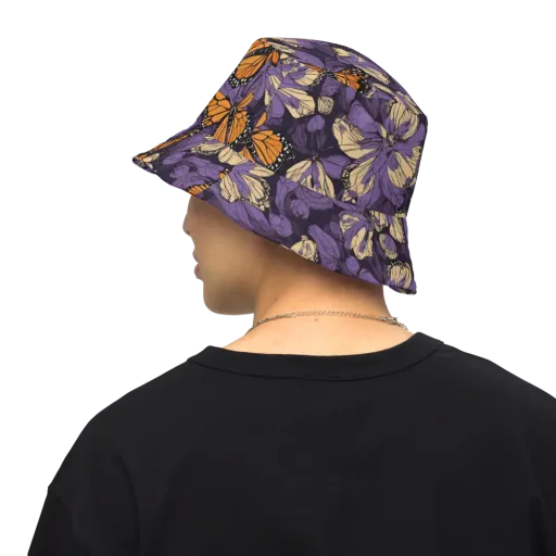 Midnight Monarchs on a Reversible Bucket Hat