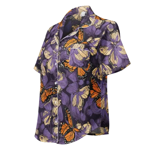 Midnight Monarchs on a Women's Short Sleeve Pajama Top