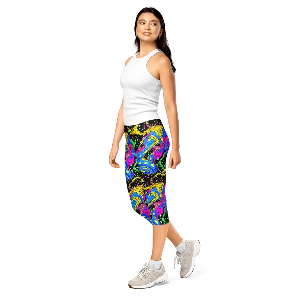 Spectral Pulse on Capri Leggings — Left Front