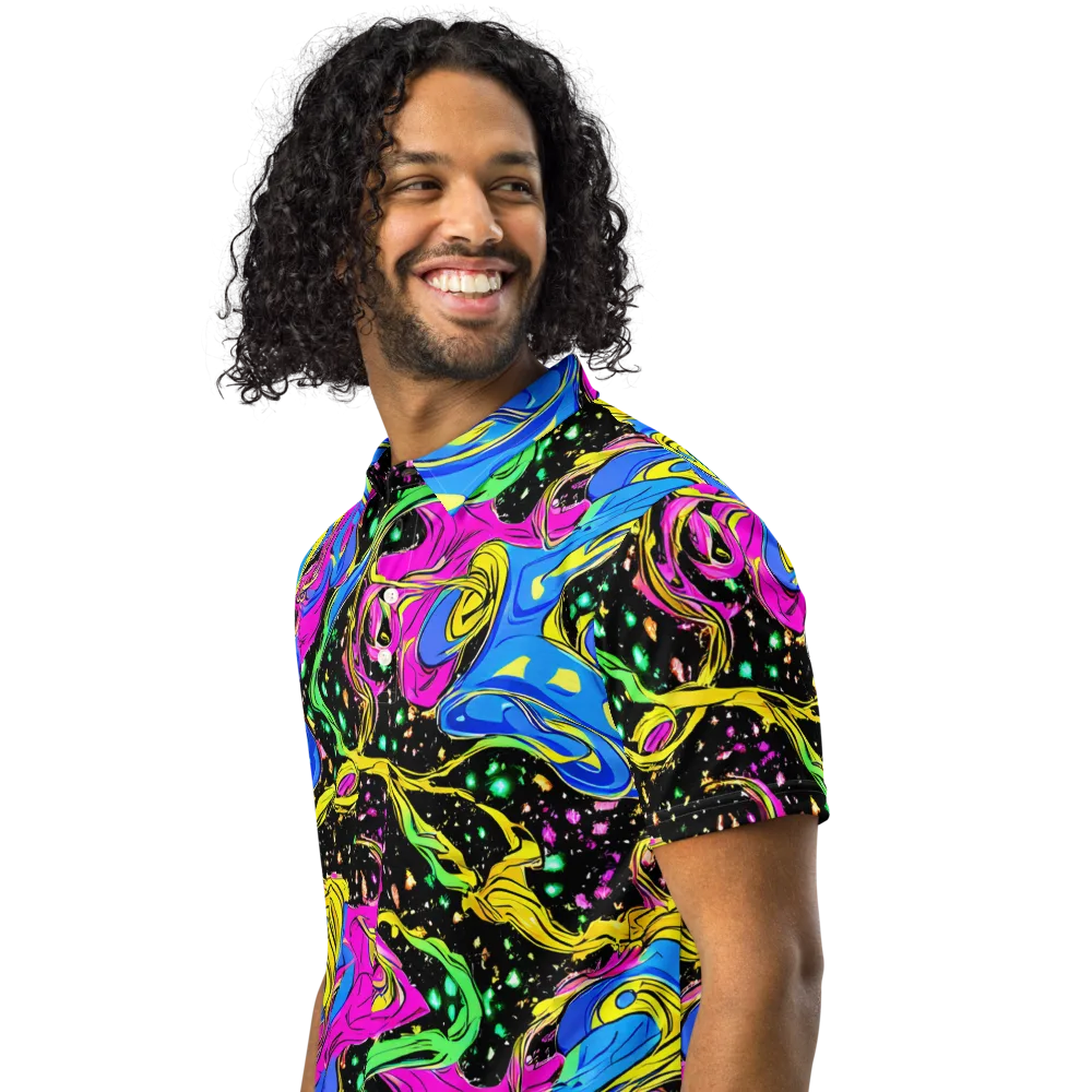 Spectral Pulse on Men's Slim Fit Polo Shirt — Left Front