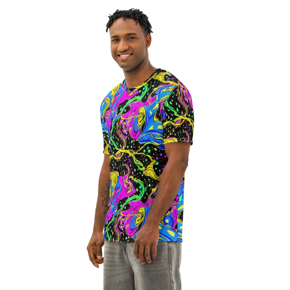 Spectral Pulse on Men's Cotton Crew Neck T-Shirt — Left Front