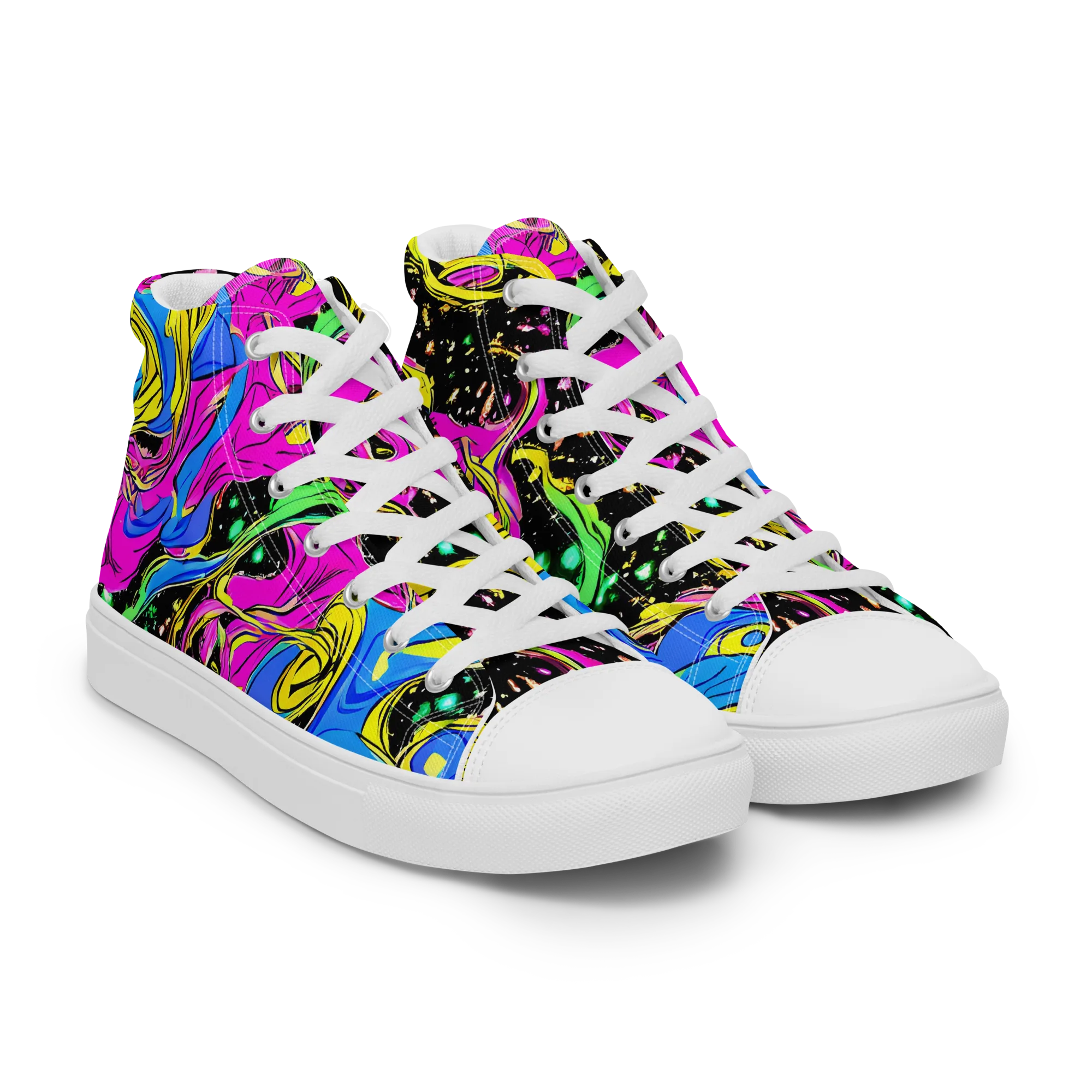 Spectral Pulse on Men's High Top Canvas Shoes — Right Front