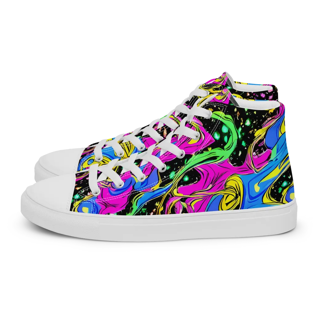 Spectral Pulse on Men's High Top Canvas Shoes — Left