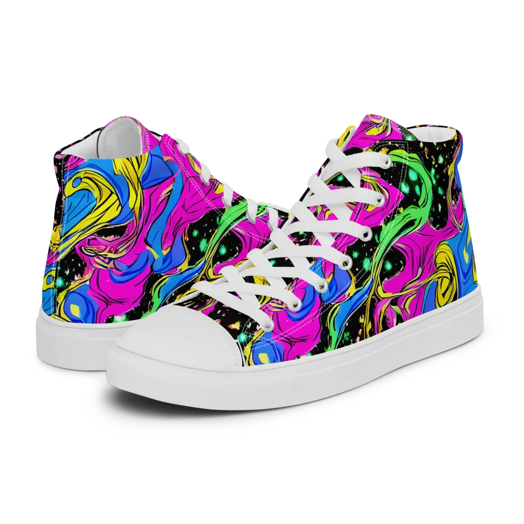 Spectral Pulse on Men's High Top Canvas Shoes — Left