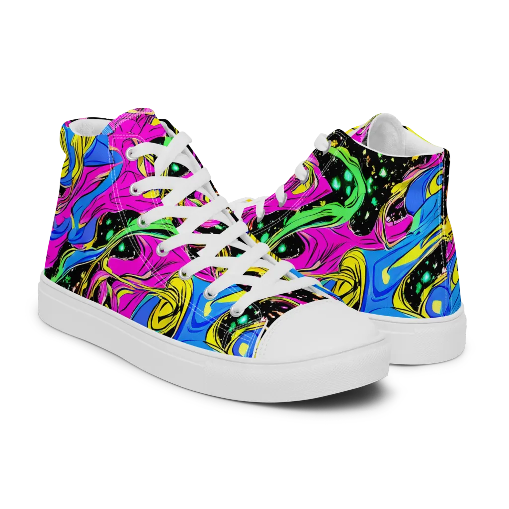 Spectral Pulse on Men's High Top Canvas Shoes — Right