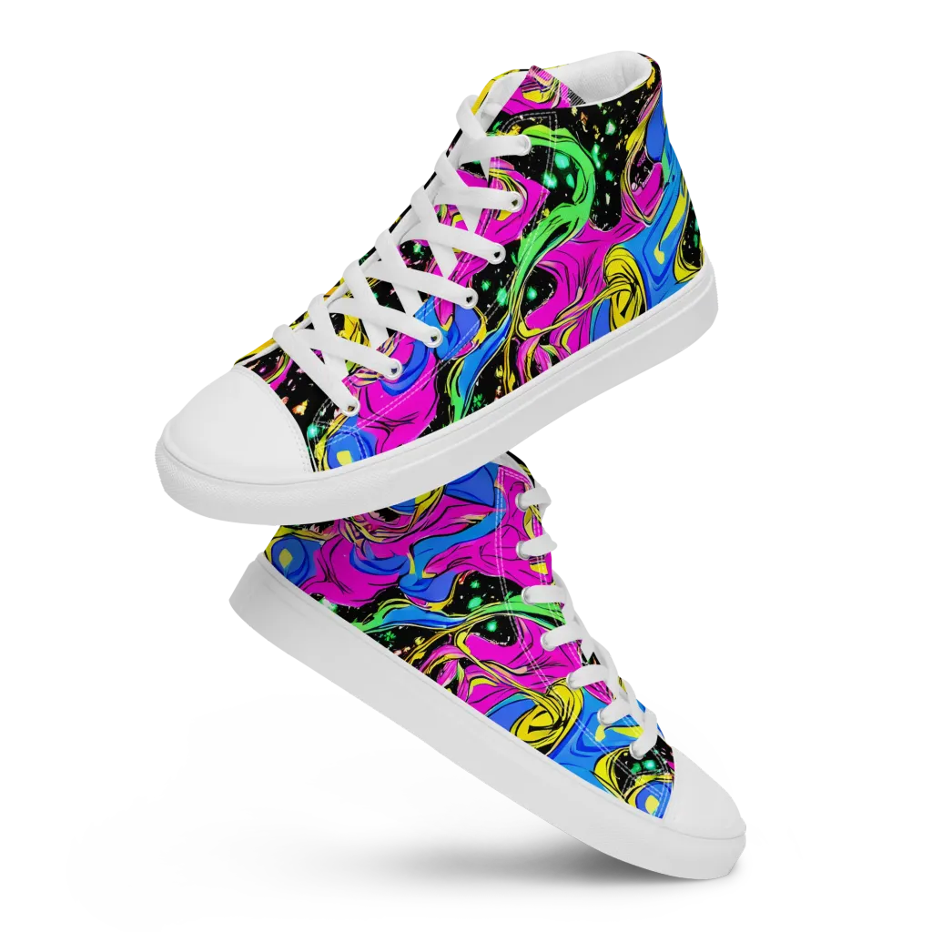 Spectral Pulse on Men's High Top Canvas Shoes — Front